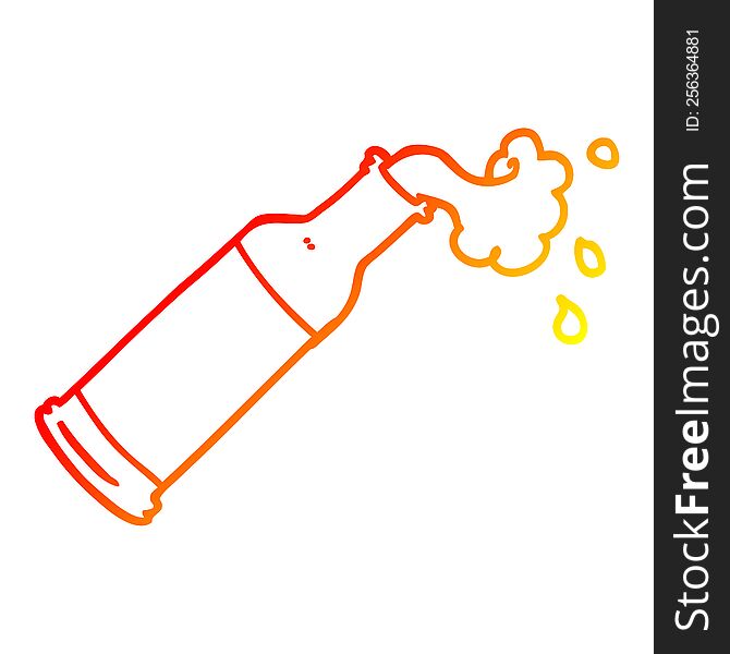 warm gradient line drawing of a cartoon foaming bottle