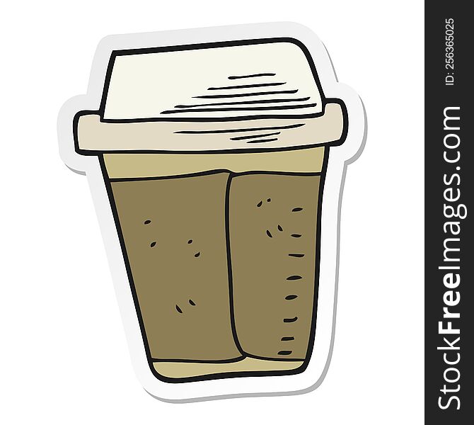 Sticker Of A Cartoon Coffee