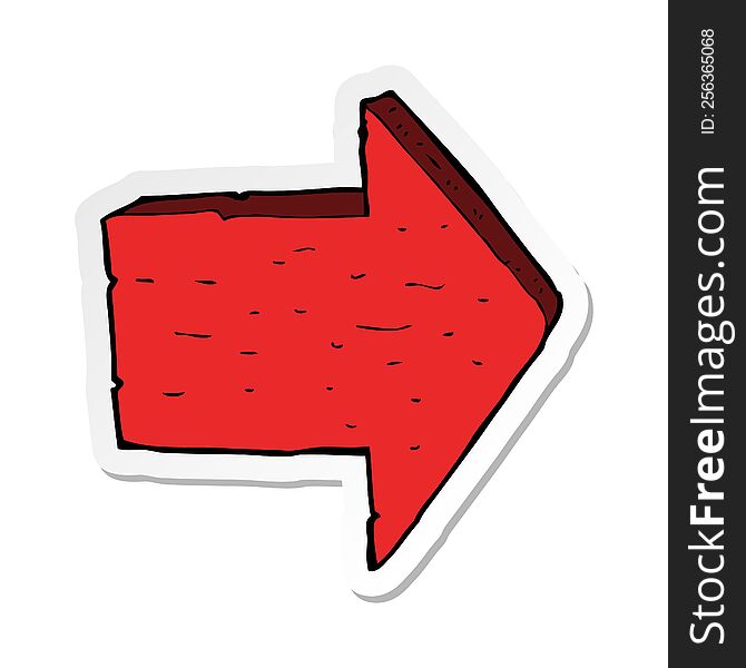 sticker of a cartoon pointing arrow sign