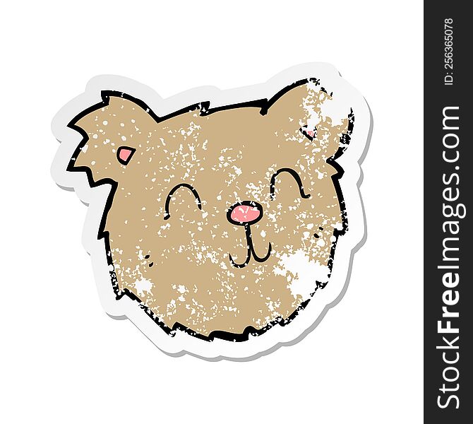 Retro Distressed Sticker Of A Cartoon Happy Teddy Bear Face