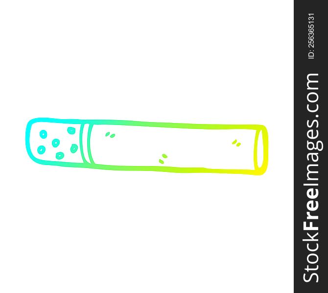 cold gradient line drawing of a cartoon cigarette