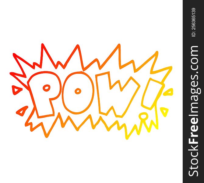 warm gradient line drawing of a cartoon word pow