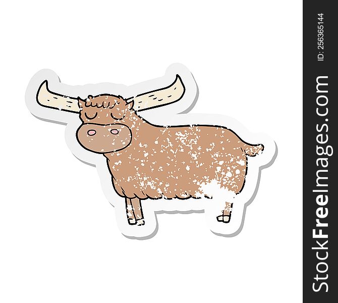 Distressed Sticker Of A Cartoon Bull