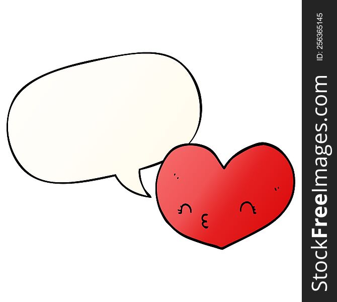 Cartoon Love Heart And Speech Bubble In Smooth Gradient Style