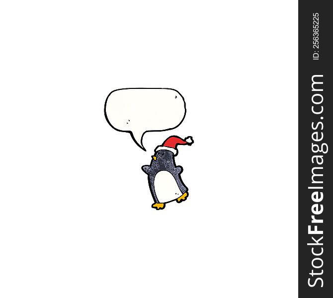 Cartoon Penguin In Christmas Hat