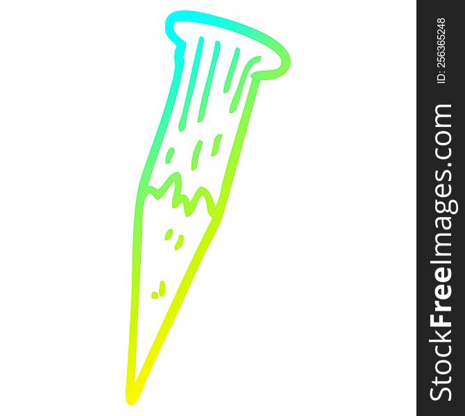 cold gradient line drawing of a cartoon bloody vampire stake