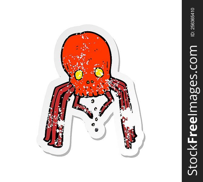 retro distressed sticker of a cartoon spooky skull spider