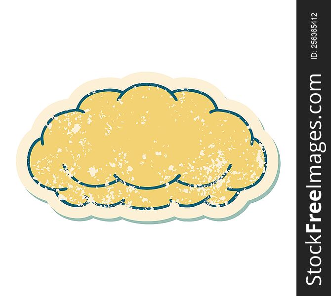 distressed sticker tattoo style icon of a cloud a grey cloud
