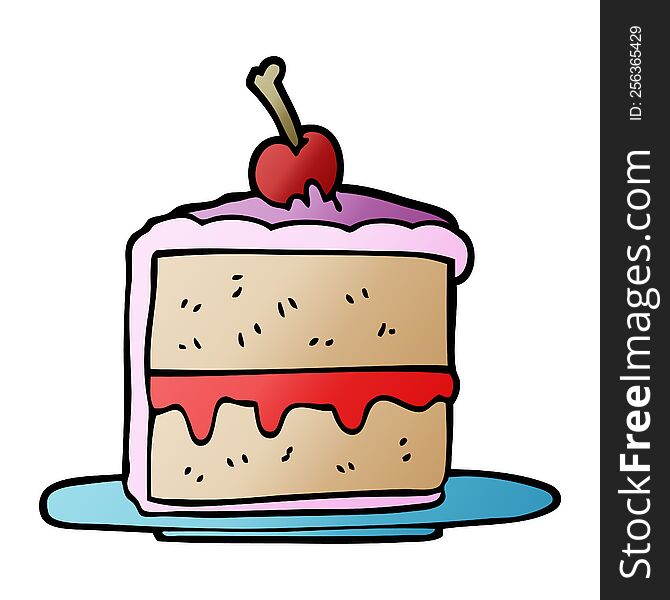 Cartoon Doodle Cake Slice