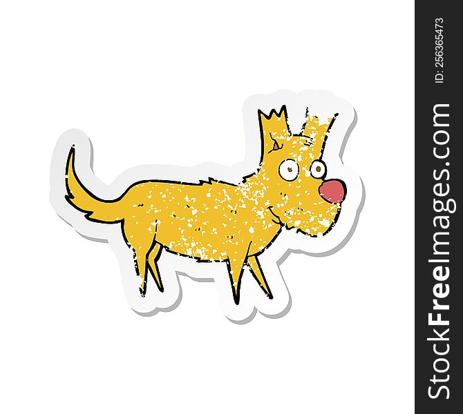 Retro Distressed Sticker Of A Cartoon Cute Little Dog