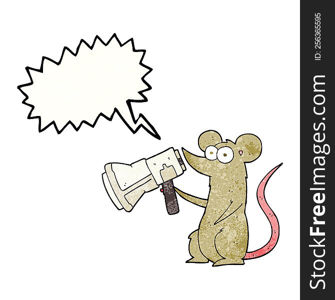 Texture Speech Bubble Cartoon Mouse With Megaphone