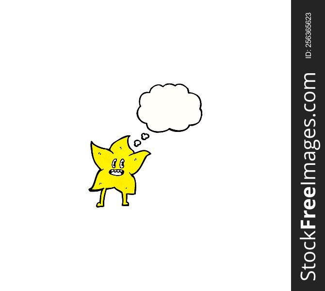 Star Cartoon Character With Thought Bubble