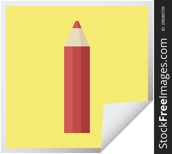 red coloring pencil graphic vector illustration square sticker. red coloring pencil graphic vector illustration square sticker