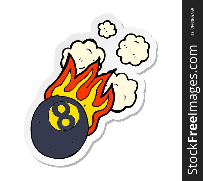 Sticker Of A Cartoon Flaming Pool Ball