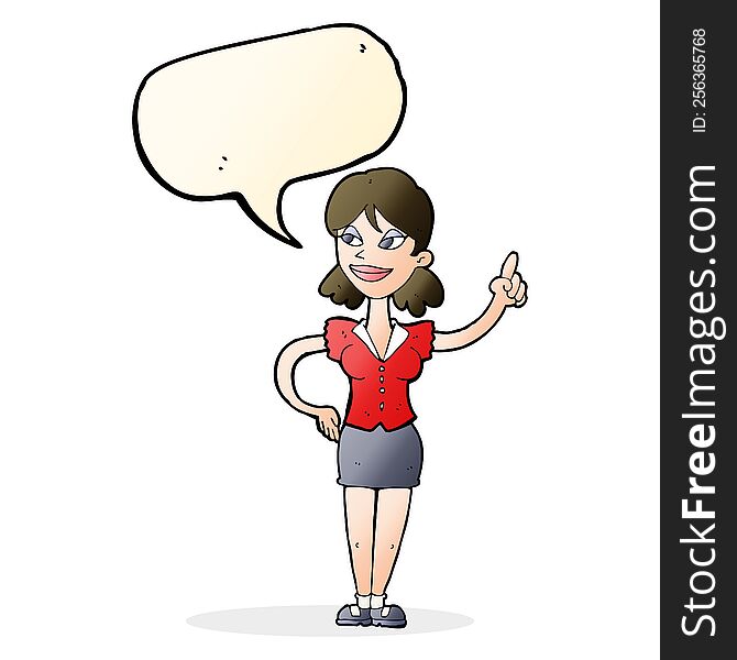 cartoon woman with great idea with speech bubble