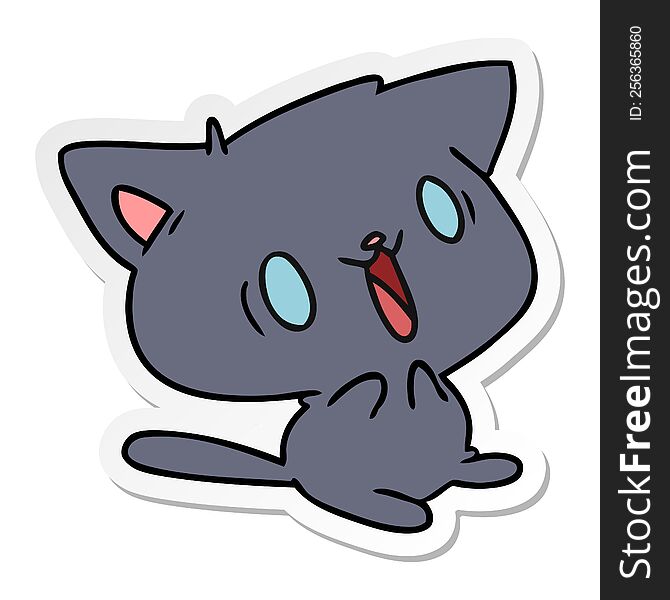 Sticker Cartoon Of Cute Kawaii Cat