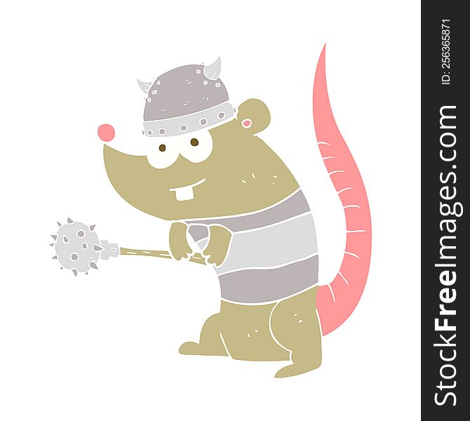 Flat Color Illustration Of A Cartoon Rat Warrior
