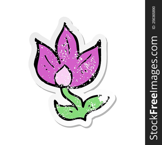 retro distressed sticker of a cartoon flower