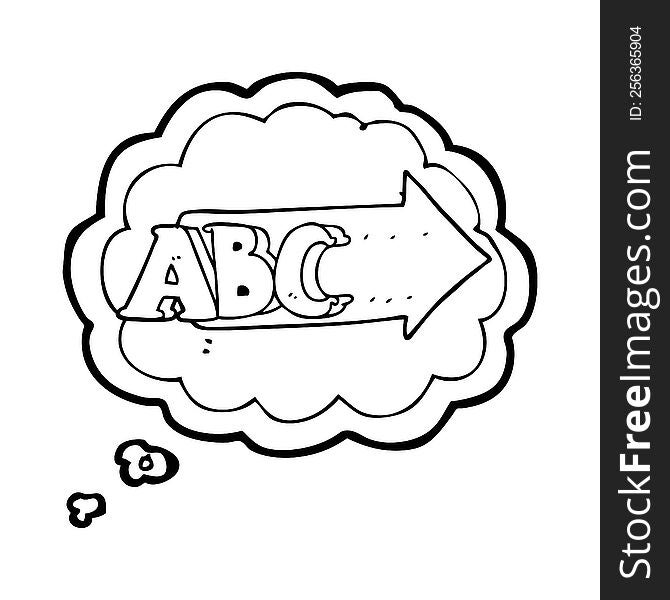 freehand drawn thought bubble cartoon ABC symbol