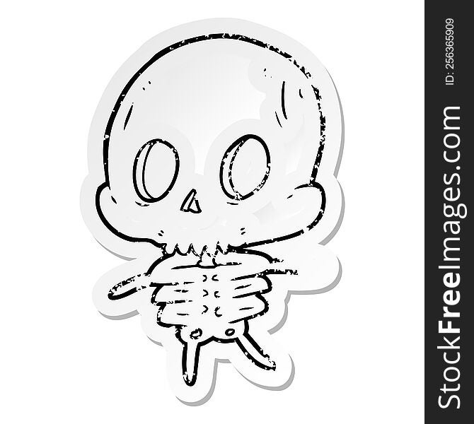 Distressed Sticker Of A Cartoon Skeleton