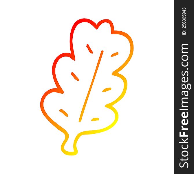 Warm Gradient Line Drawing Cartoon Leaf