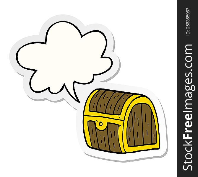 cartoon treasure chest with speech bubble sticker