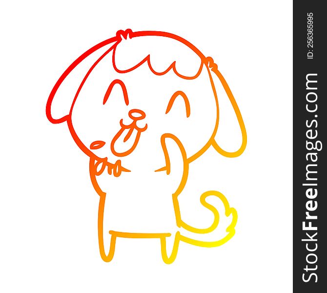 Warm Gradient Line Drawing Rude Dog Cartoon