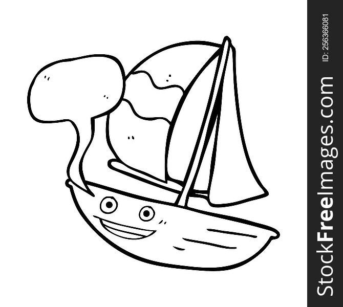 speech bubble cartoon sail ship