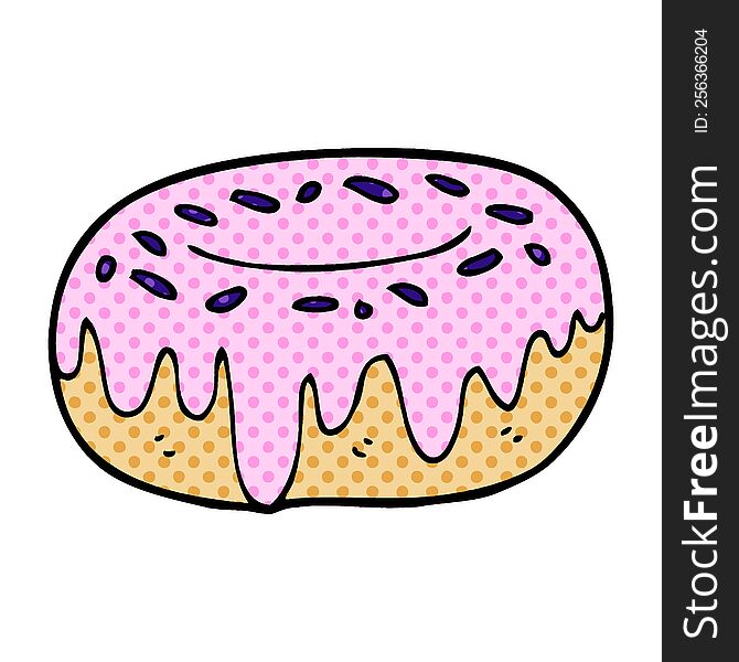 cartoon doodle donut with sprinkles