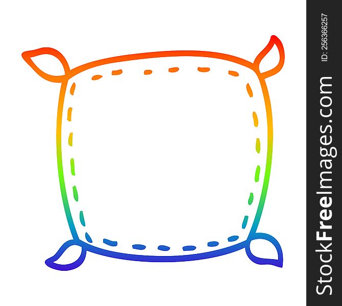 rainbow gradient line drawing of a cartoon plain cushion
