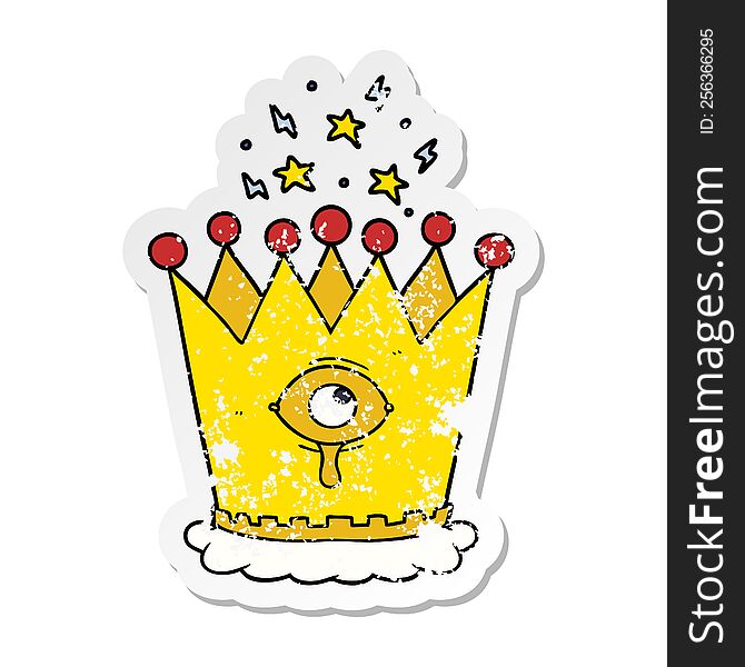Distressed Sticker Of A Cartoon Magic Crown