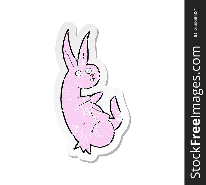 retro distressed sticker of a cue cartoon rabbit