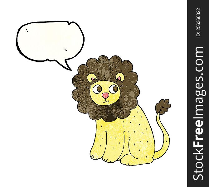 Speech Bubble Textured Cartoon Cute Lion