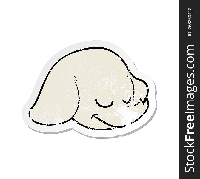 Distressed Sticker Of A Cartoon Elephant Face