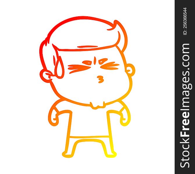 Warm Gradient Line Drawing Cartoon Frustrated Man