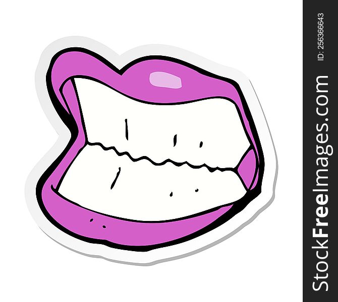 Sticker Of A Cartoon Grinning Mouth