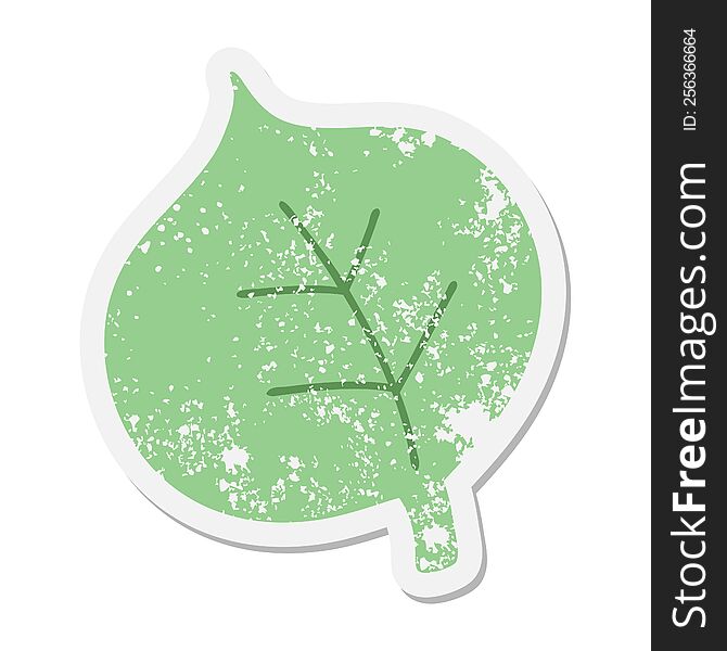simple cartoon leaf grunge sticker