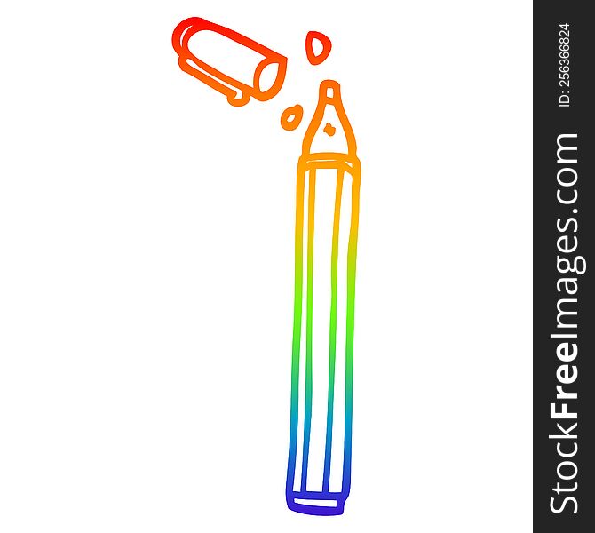 rainbow gradient line drawing of a cartoon office pen