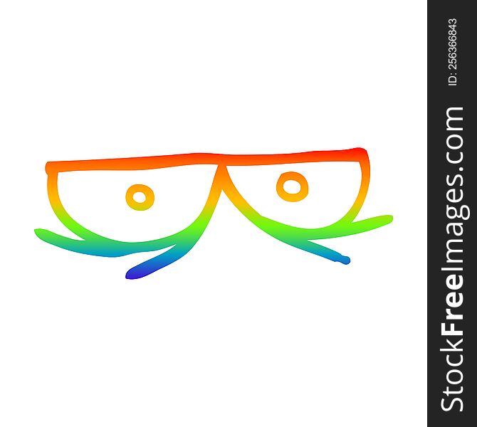 Rainbow Gradient Line Drawing Spooky Cartoon Eyes