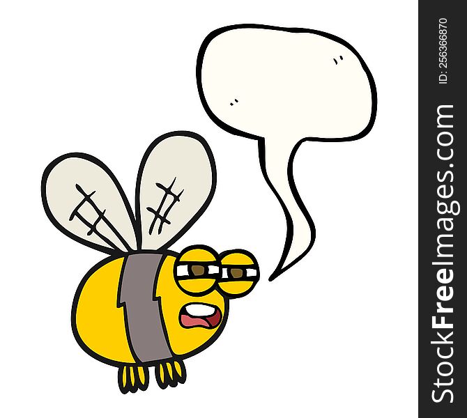 freehand drawn speech bubble cartoon bee