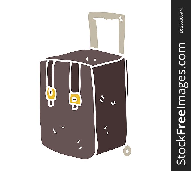 Flat Color Illustration Of A Cartoon Luggage
