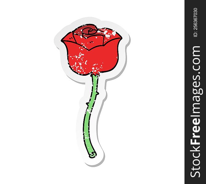 distressed sticker of a cartoon rose
