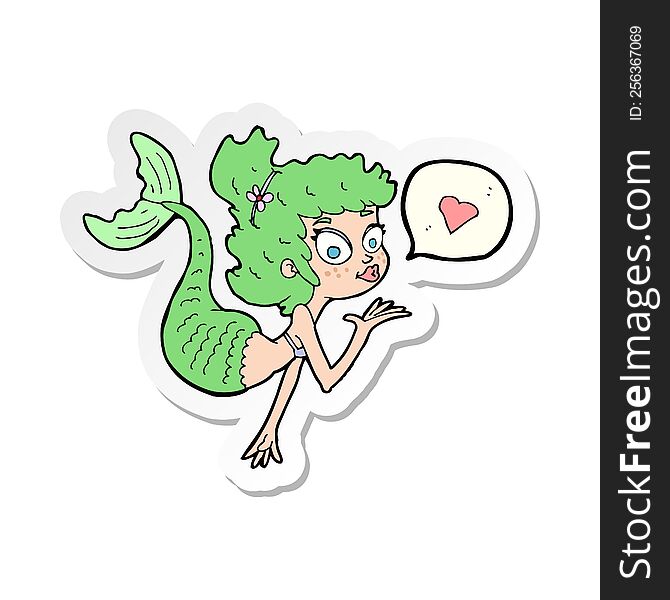 sticker of a cartoon mermaid in love