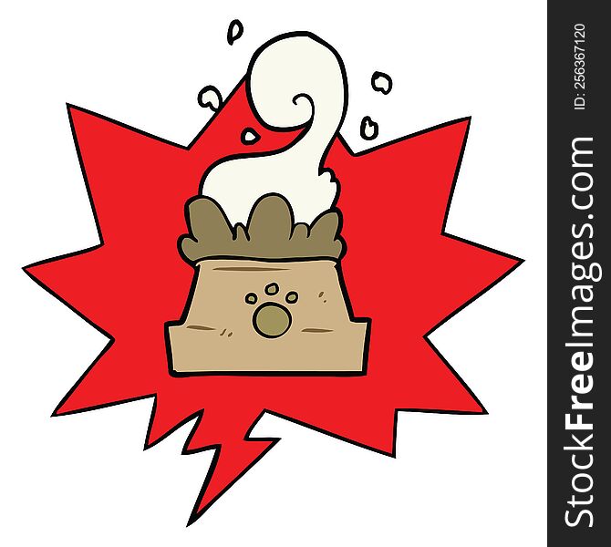 Cartoon Bowl Of Dog Food And Speech Bubble