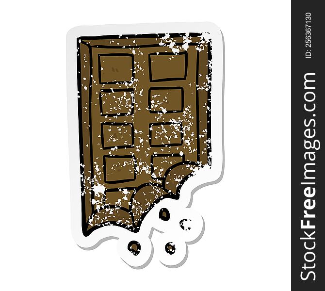 distressed sticker of a cartoon bar of chocolate