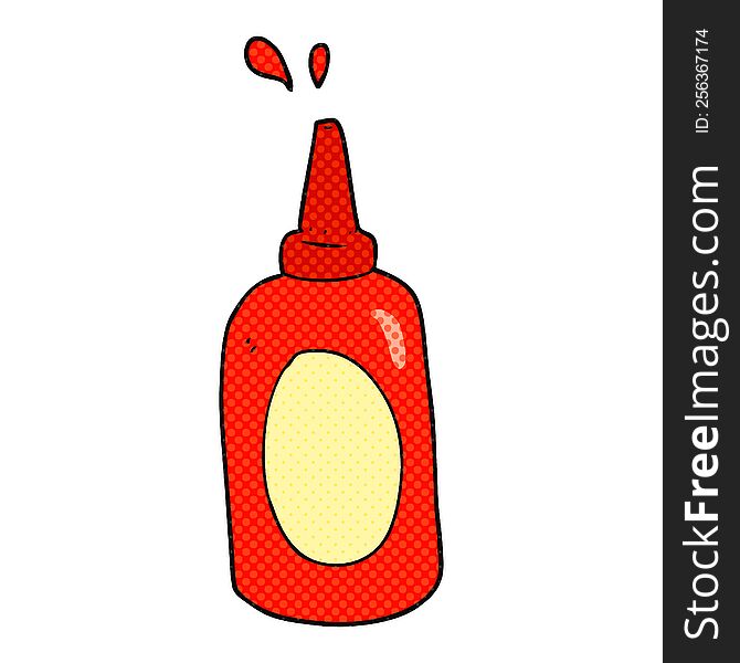 freehand drawn cartoon ketchup bottle