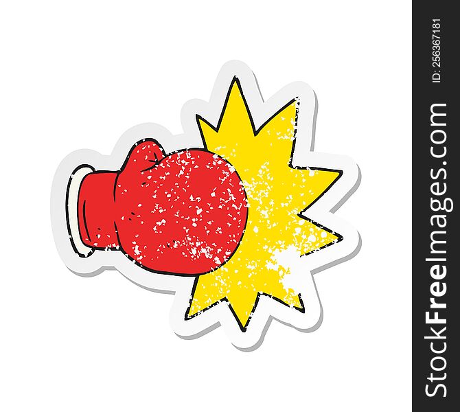 retro distressed sticker of a cartoon boxing glove