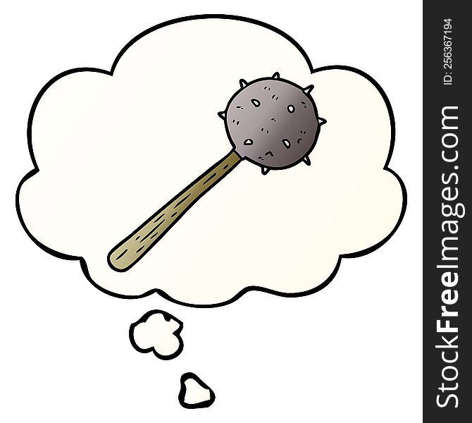 Cartoon Mace And Thought Bubble In Smooth Gradient Style