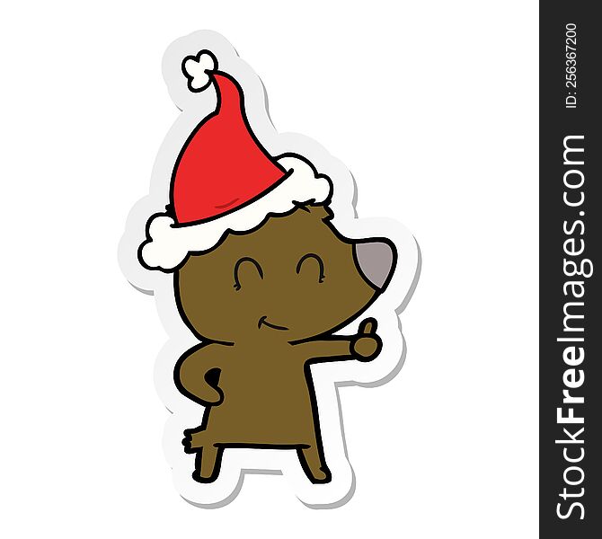 Female Bear Sticker Cartoon Of A Wearing Santa Hat