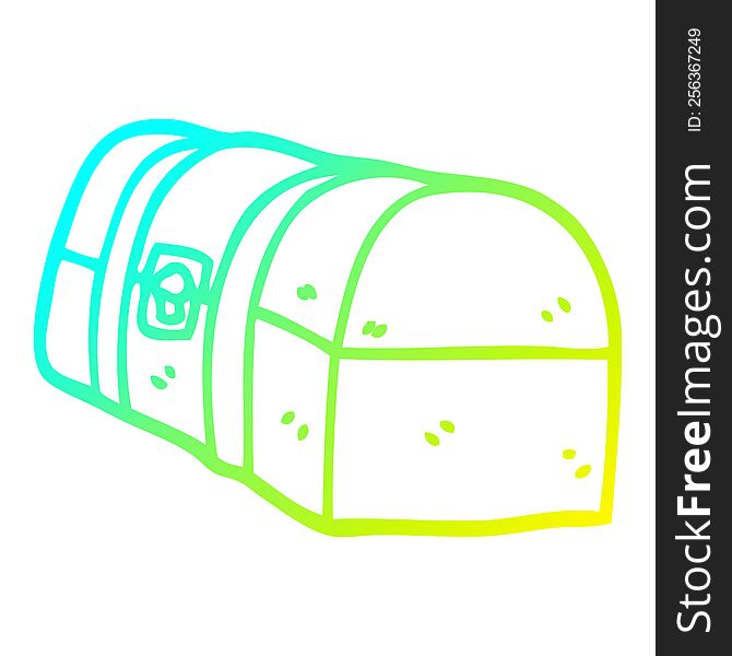 Cold Gradient Line Drawing Cartoon Treasure Chest